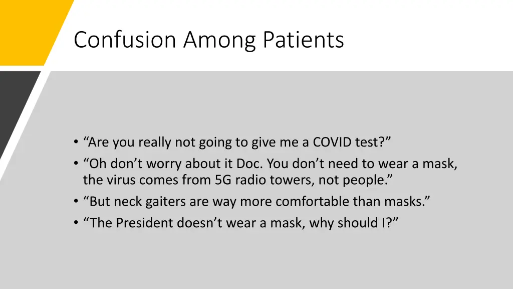 confusion among patients