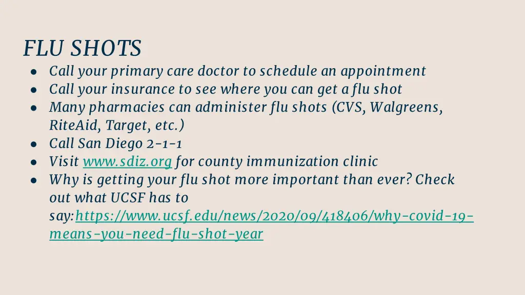 flu shots call your primary care doctor