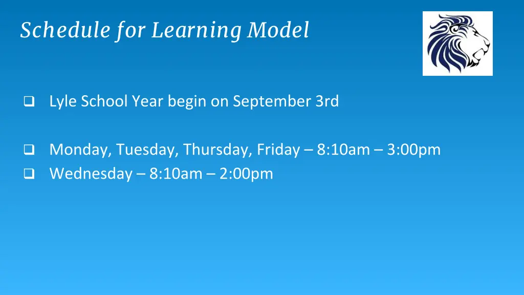 schedule for learning model