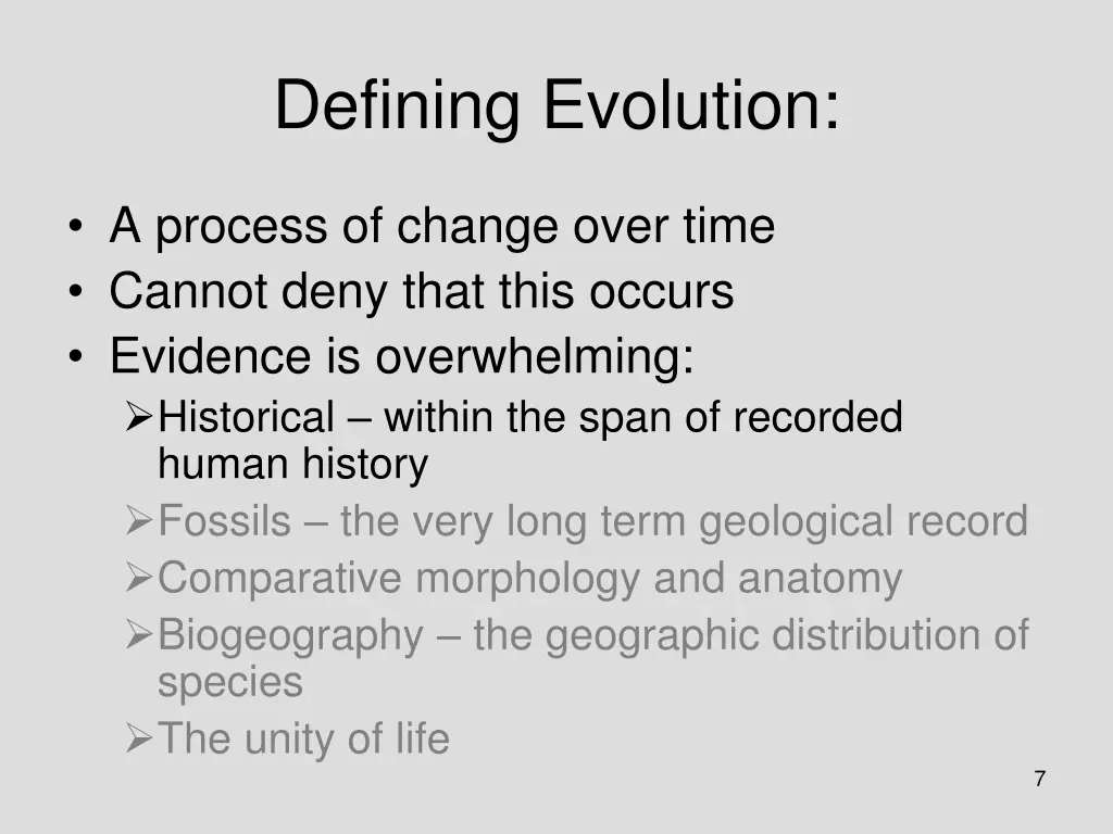 defining evolution