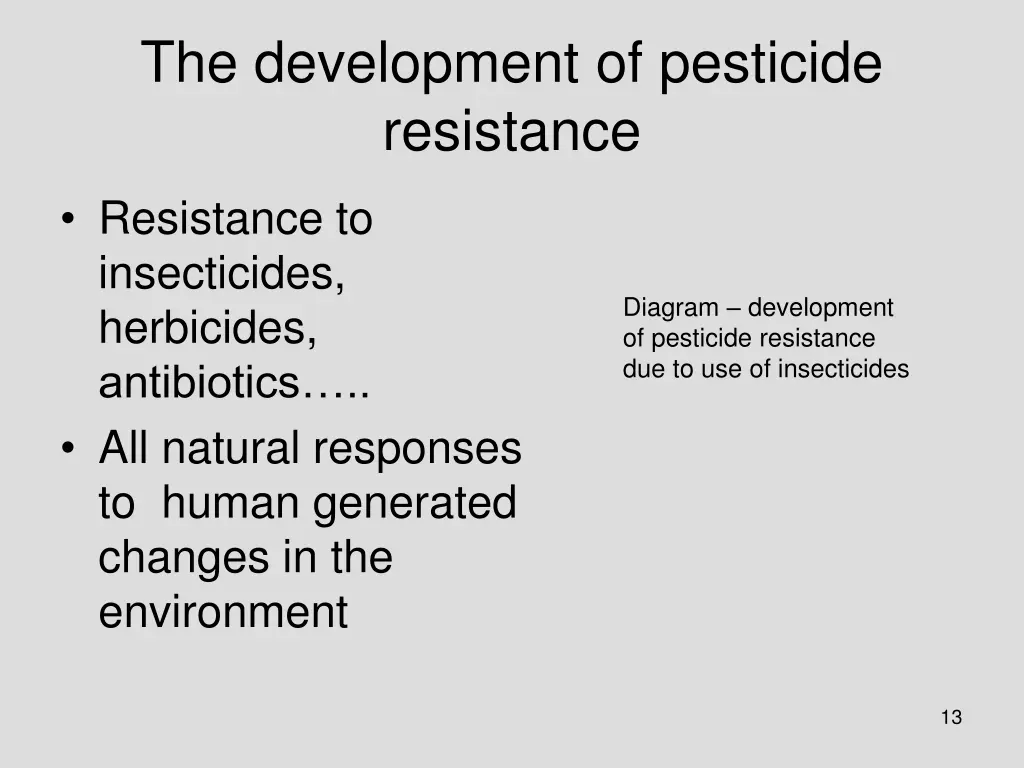 the development of pesticide resistance