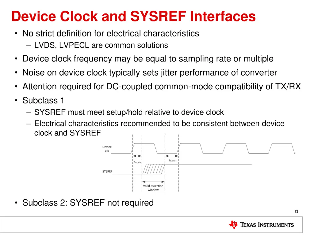 device clock and sysref interfaces no strict