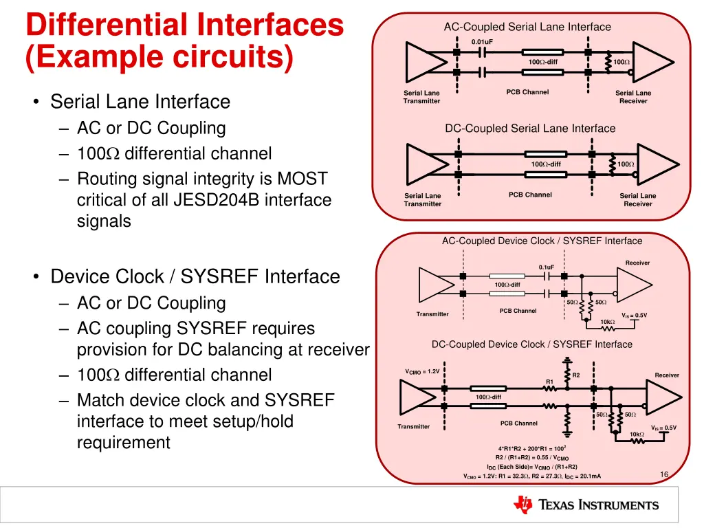 differential interfaces example circuits