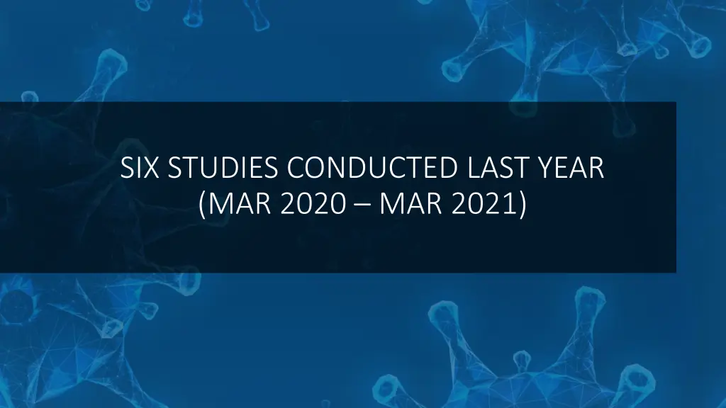 six studies conducted last year mar 2020 mar 2021