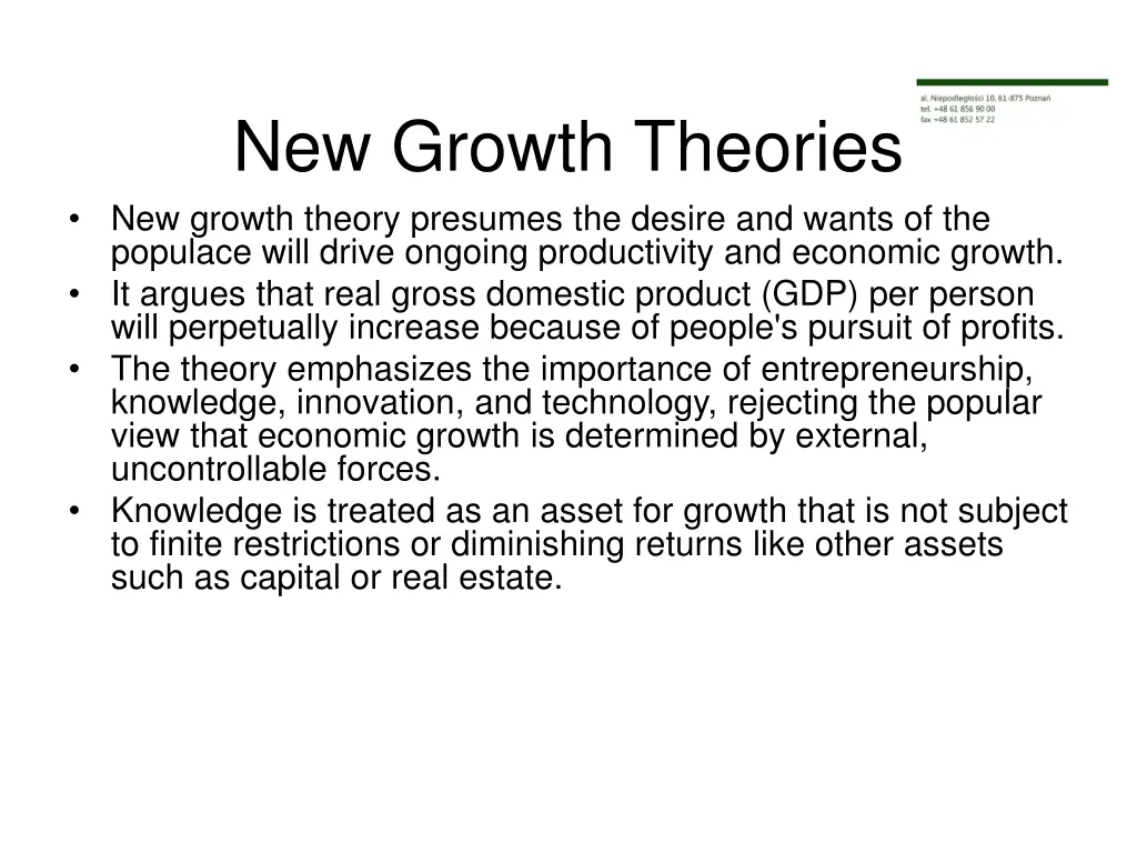 new growth theories new growth theory presumes