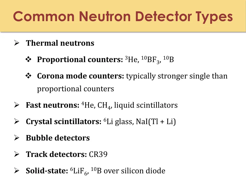 common neutron detector types