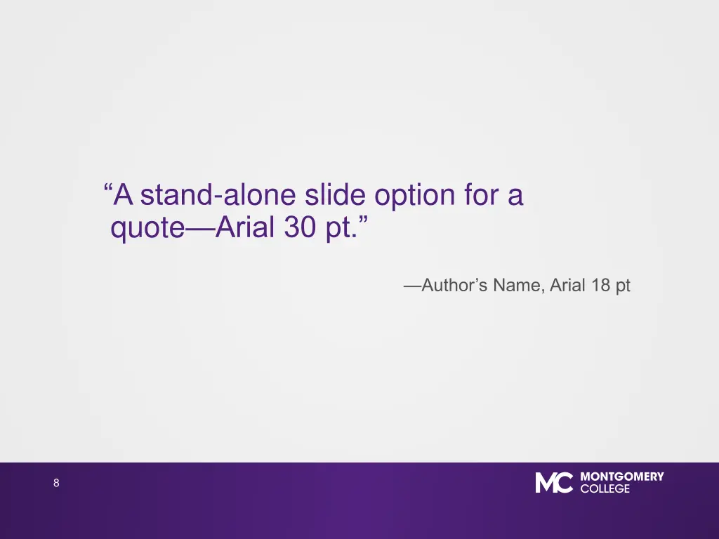 a stand alone slide option for a quote arial 30 pt