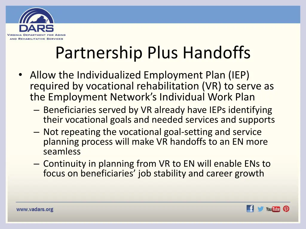 partnership plus handoffs allow