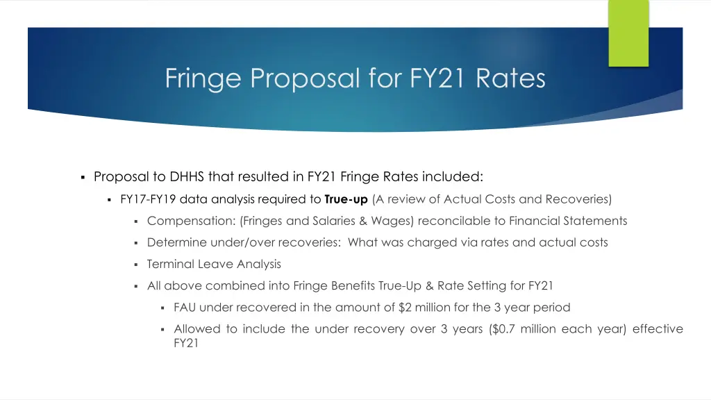 fringe proposal for fy21 rates