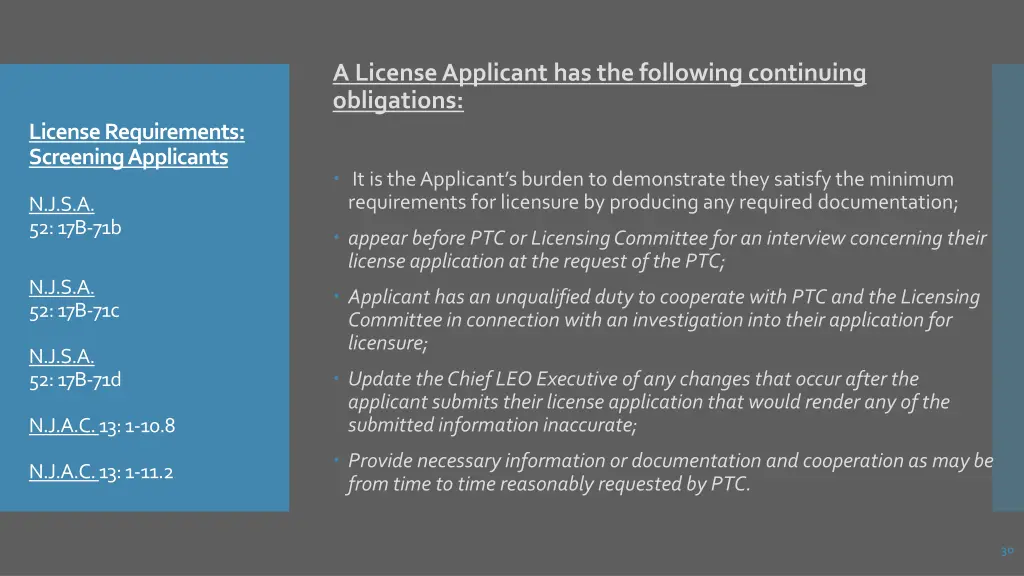 a license applicant has the following continuing