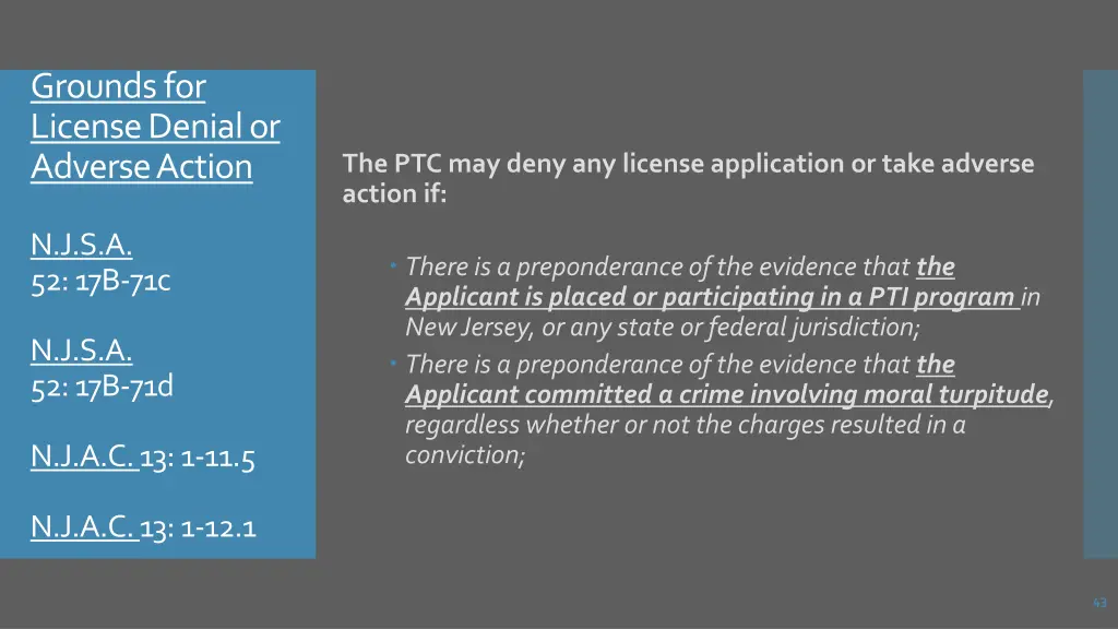 grounds for license denial or adverse action 2