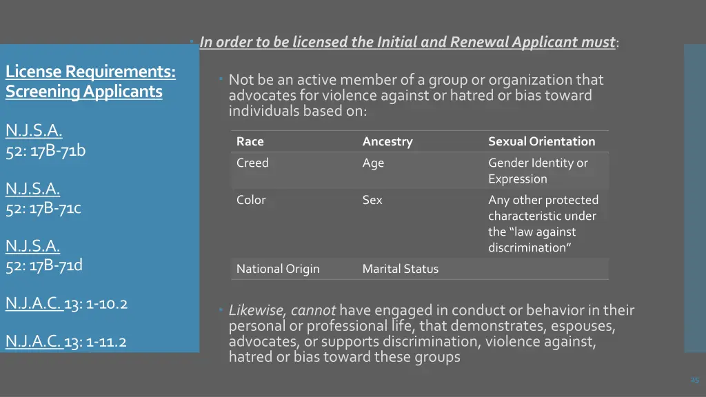 in order to be licensed the initial and renewal