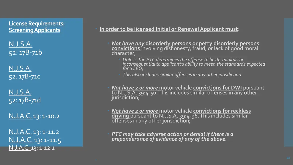 license requirements screening applicants 2