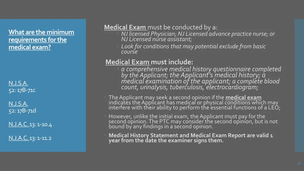 medical exam must be conducted by a nj licensed