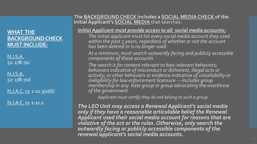 the background check includes a social media