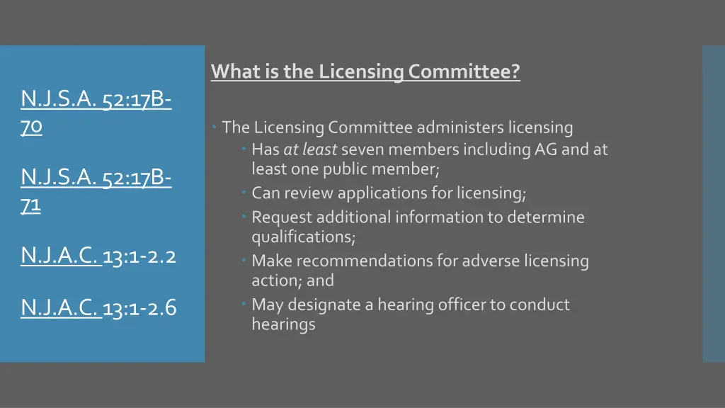 what is the licensing committee