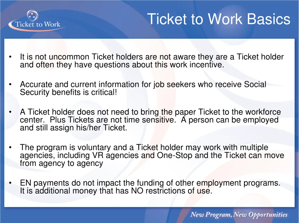 ticket to work basics 1