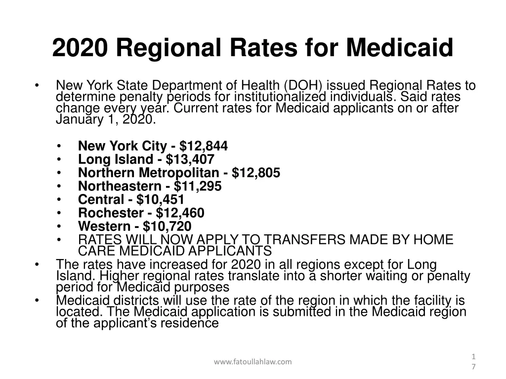 2020 regional rates for medicaid