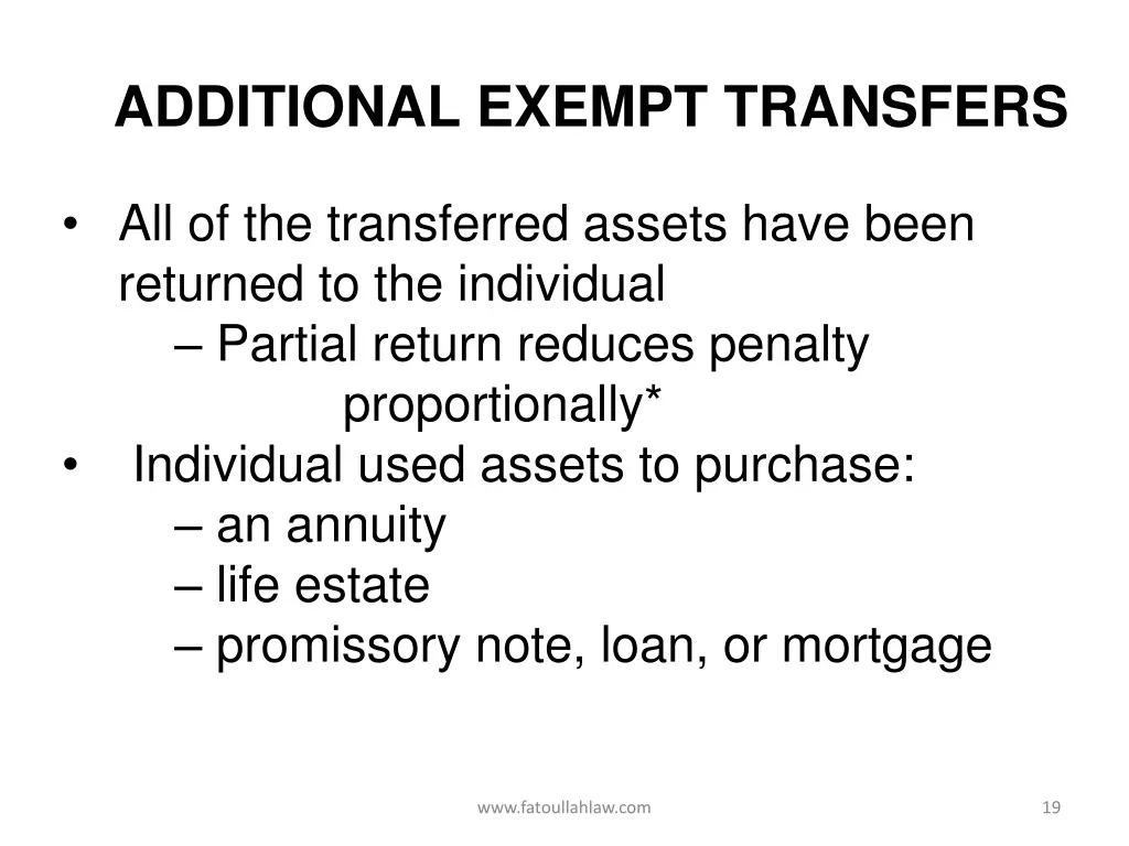 additional exempt transfers