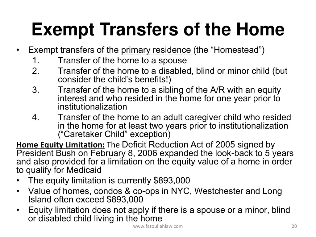 exempt transfers of the home