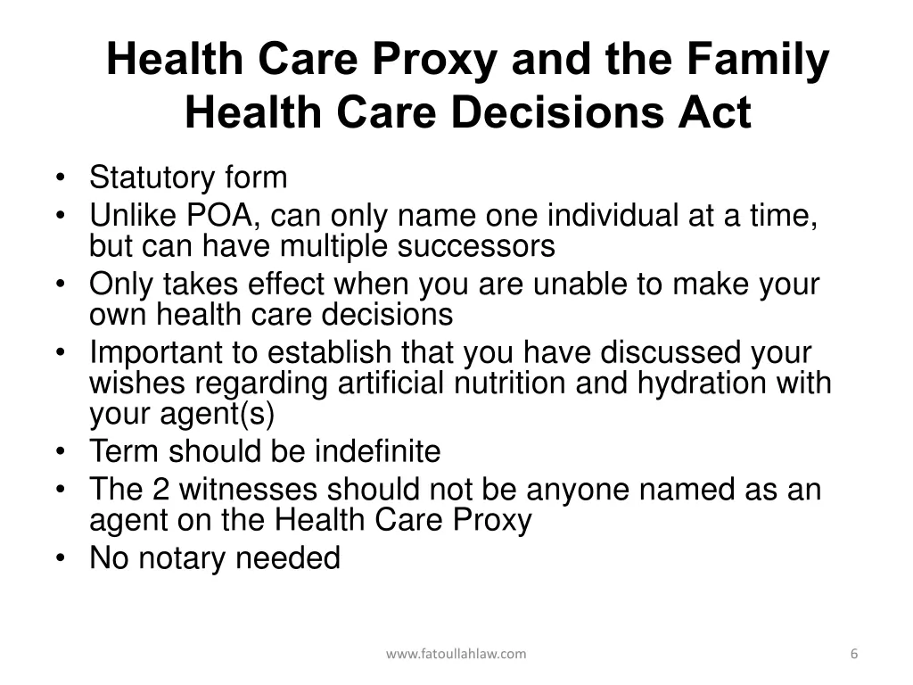 health care proxy and the family health care