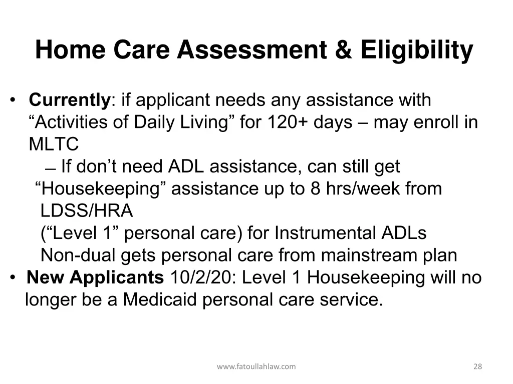 home care assessment eligibility