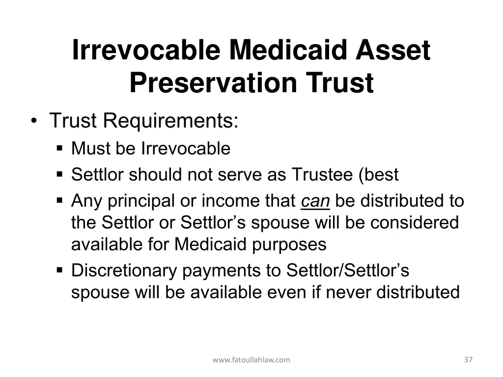 irrevocable medicaid asset preservation trust