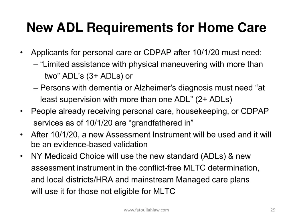 new adl requirements for home care