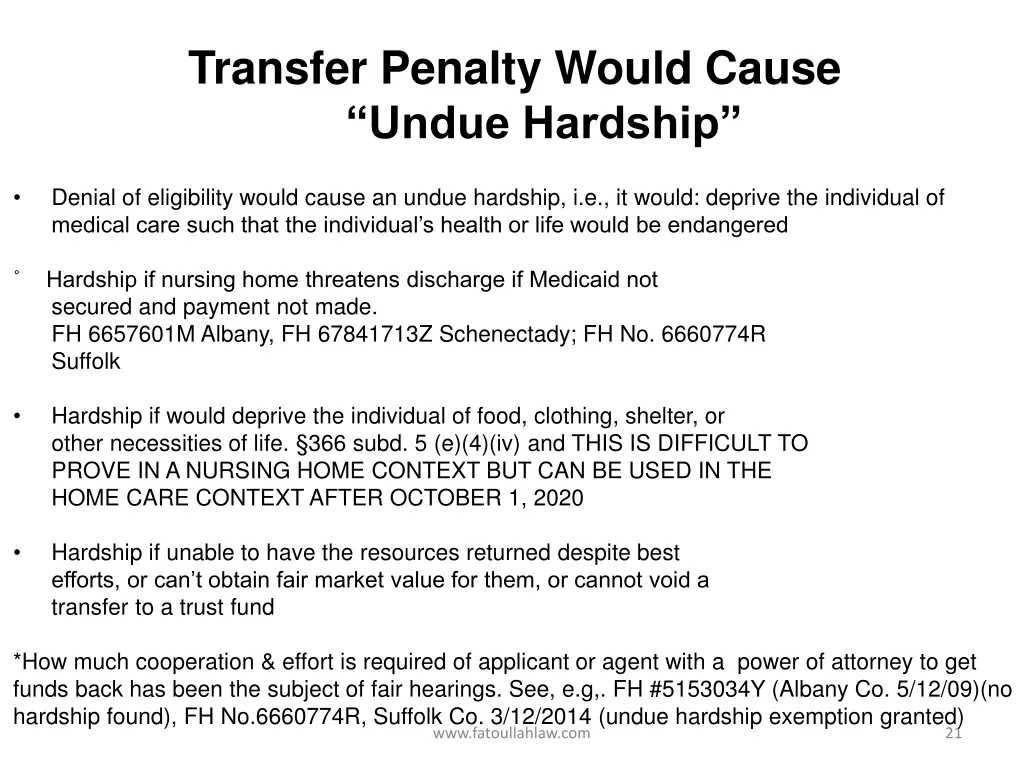 transfer penalty would cause undue hardship