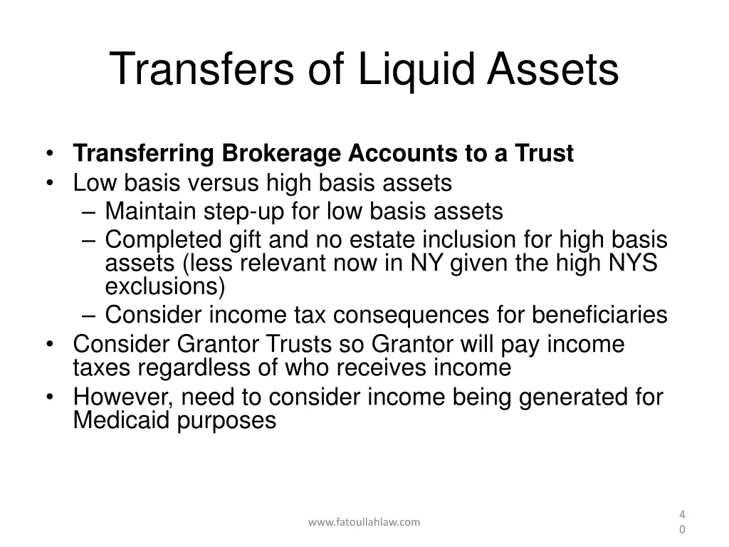 transfers of liquid assets