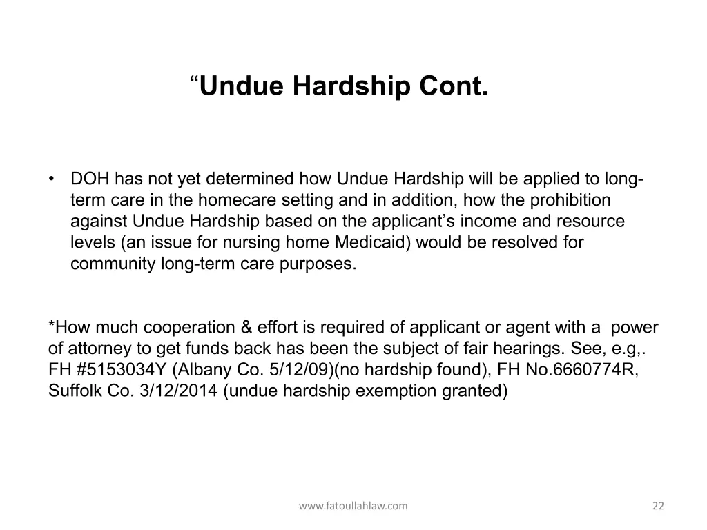 undue hardship cont