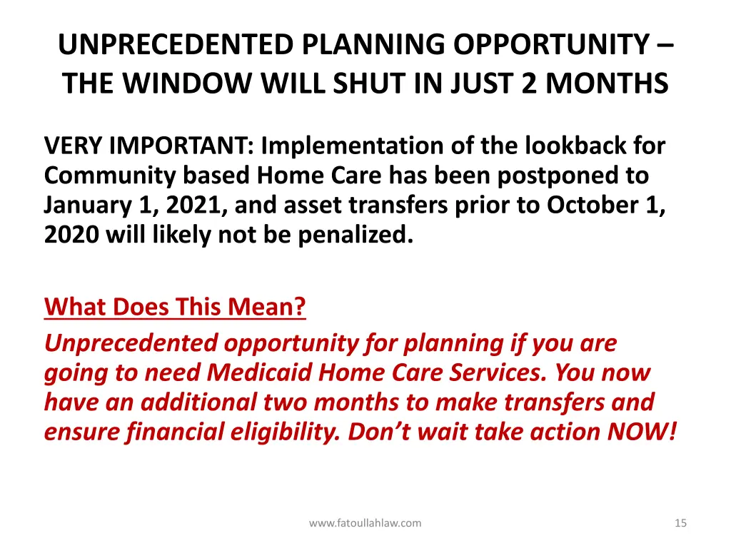 unprecedented planning opportunity the window