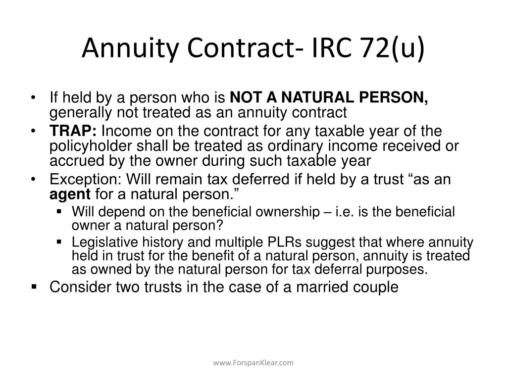 annuity contract irc 72 u