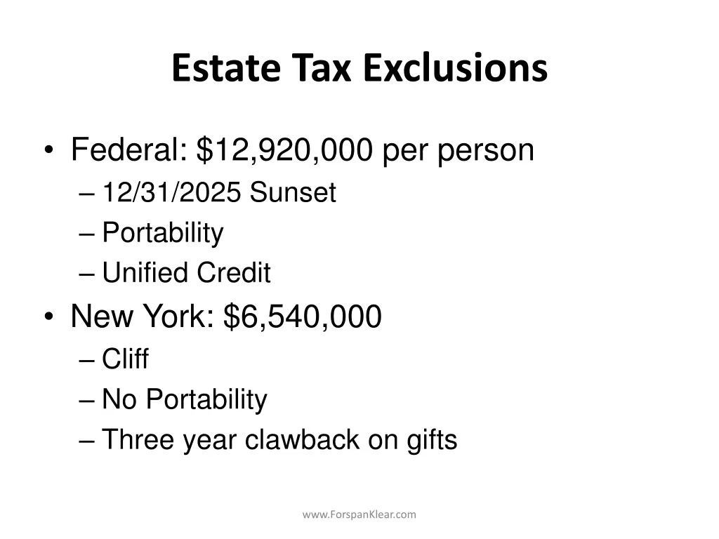 estate tax exclusions