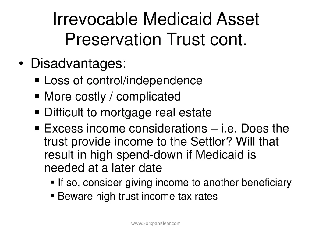 irrevocable medicaid asset preservation trust 1