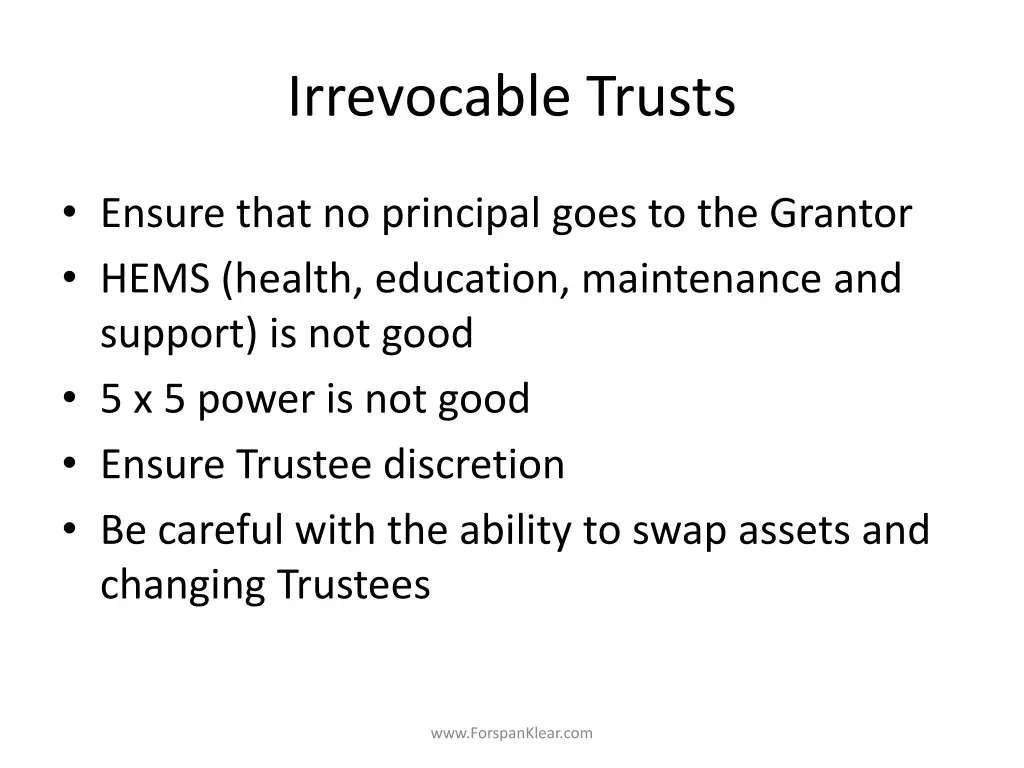 irrevocable trusts