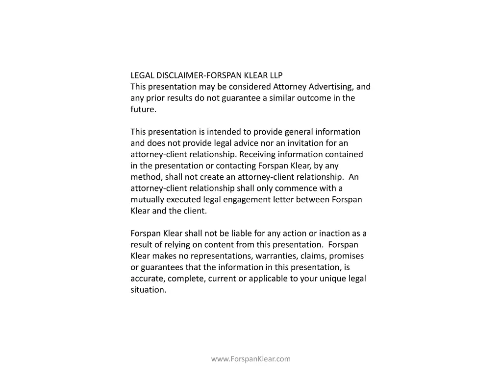 legal disclaimer forspan klear llp this