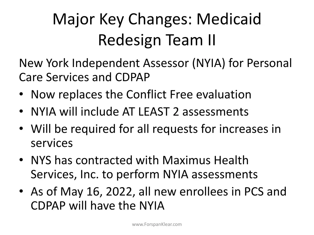 major key changes medicaid redesign team ii 1