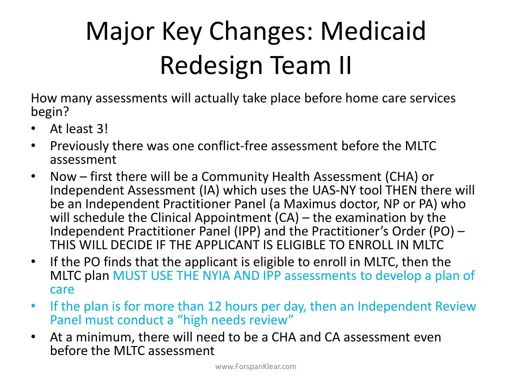 major key changes medicaid redesign team ii 3