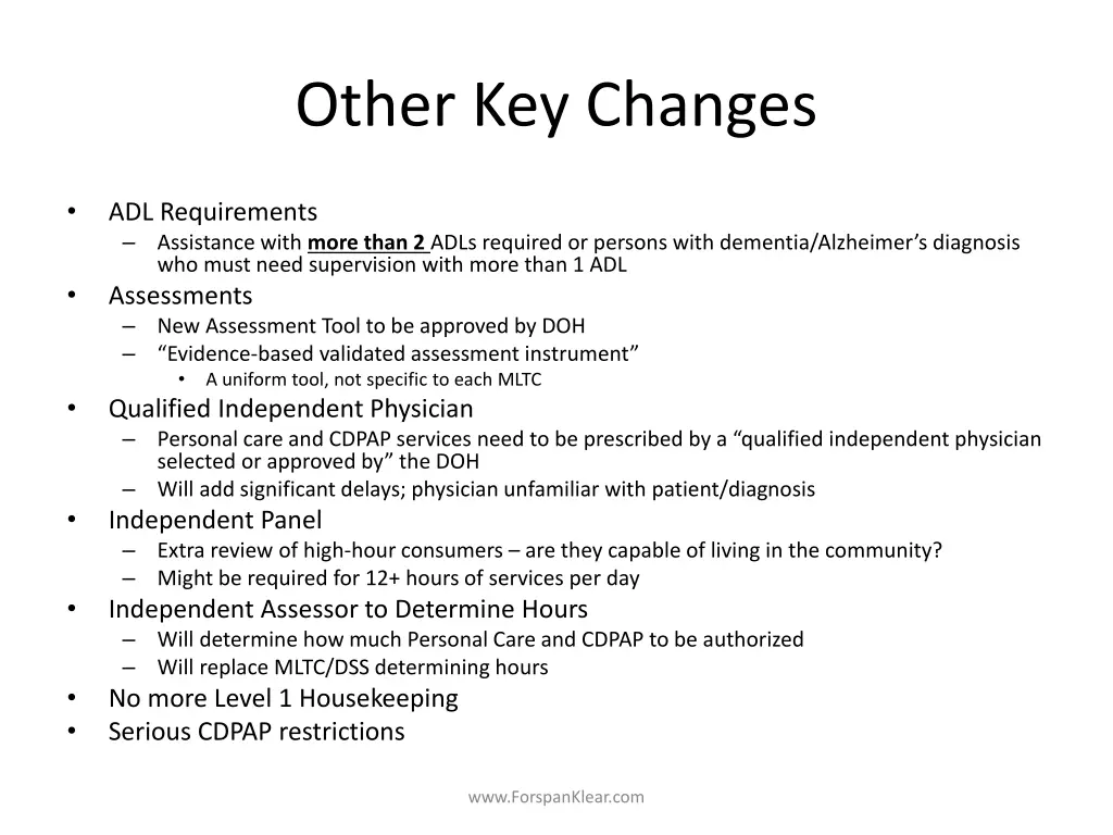 other key changes