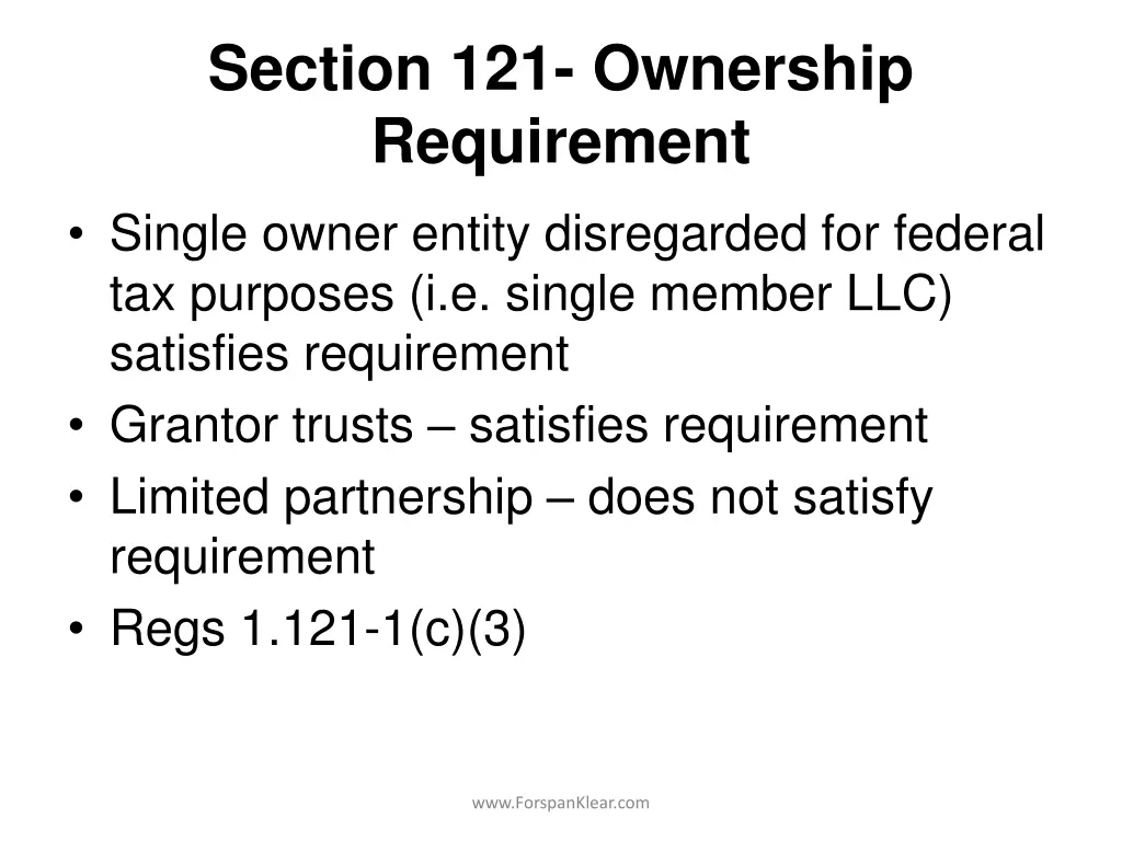 section 121 ownership requirement