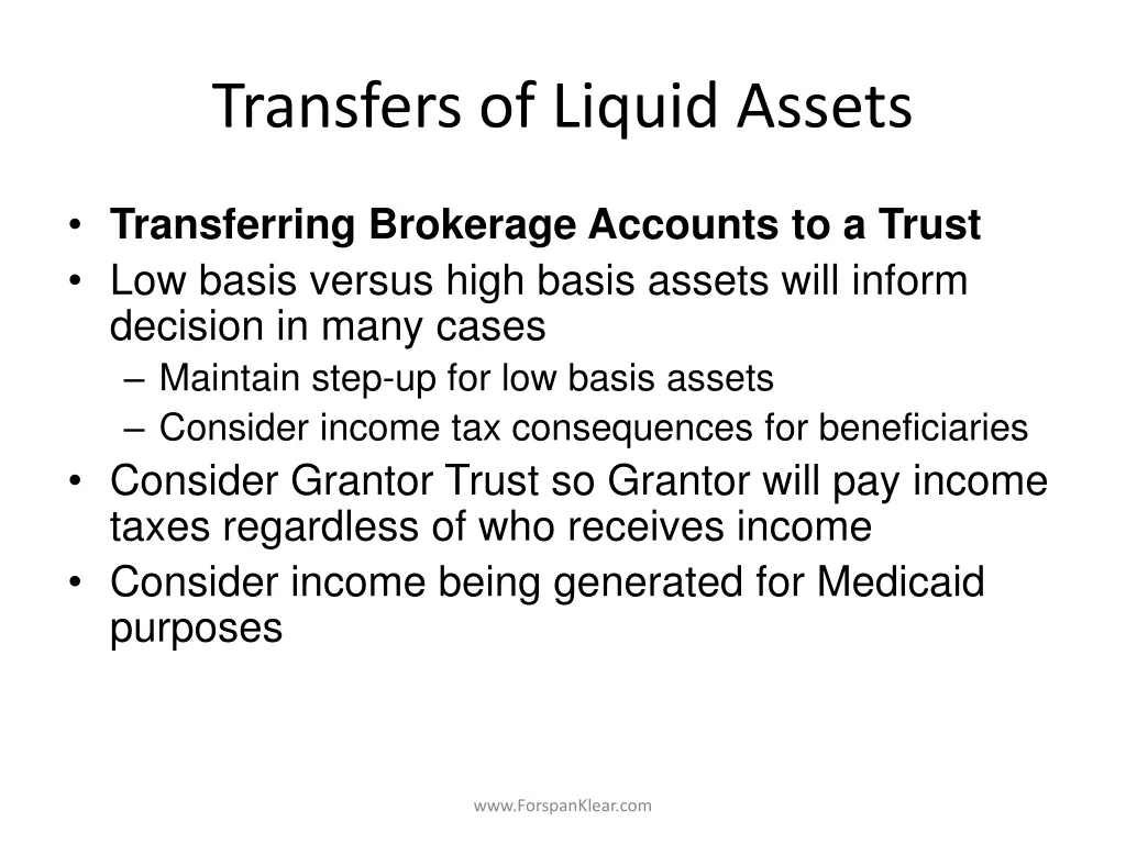 transfers of liquid assets