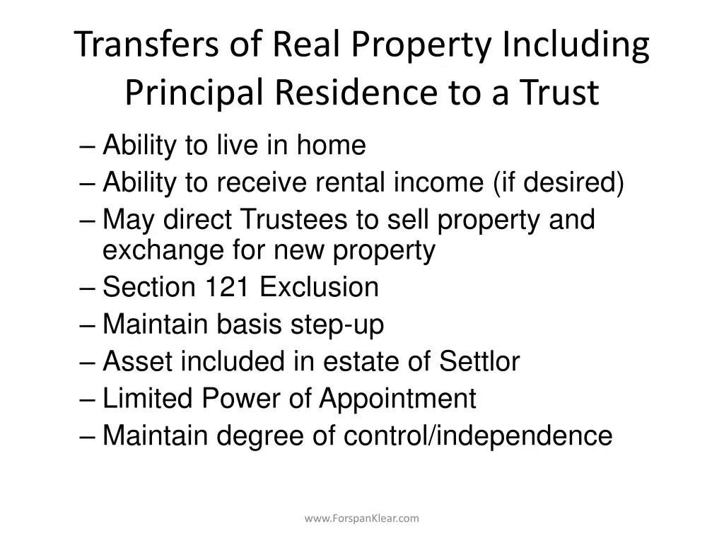 transfers of real property including principal