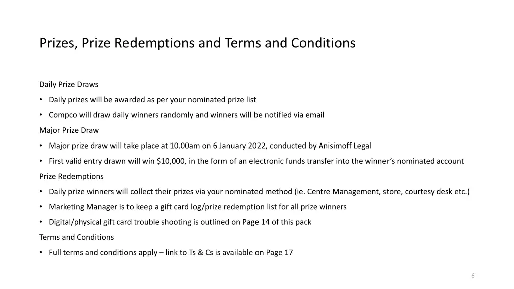 prizes prize redemptions and terms and conditions