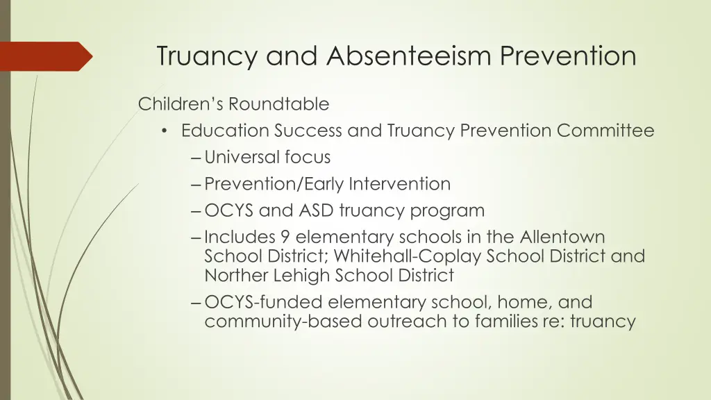 truancy and absenteeism prevention