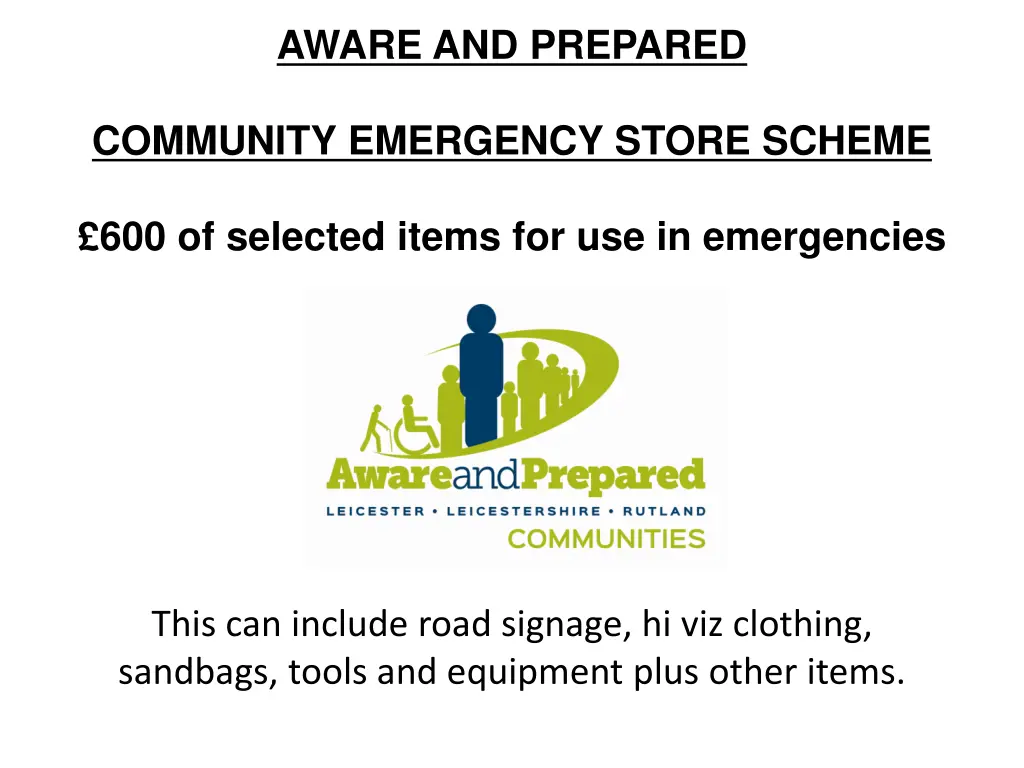 aware and prepared community emergency store