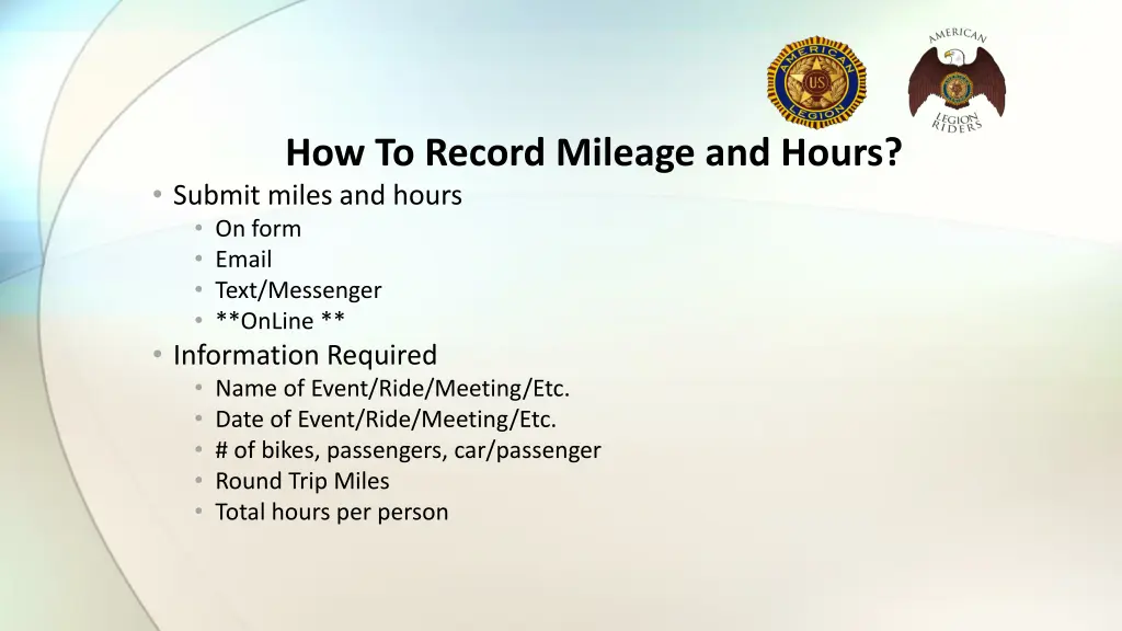 how to record mileage and hours submit miles