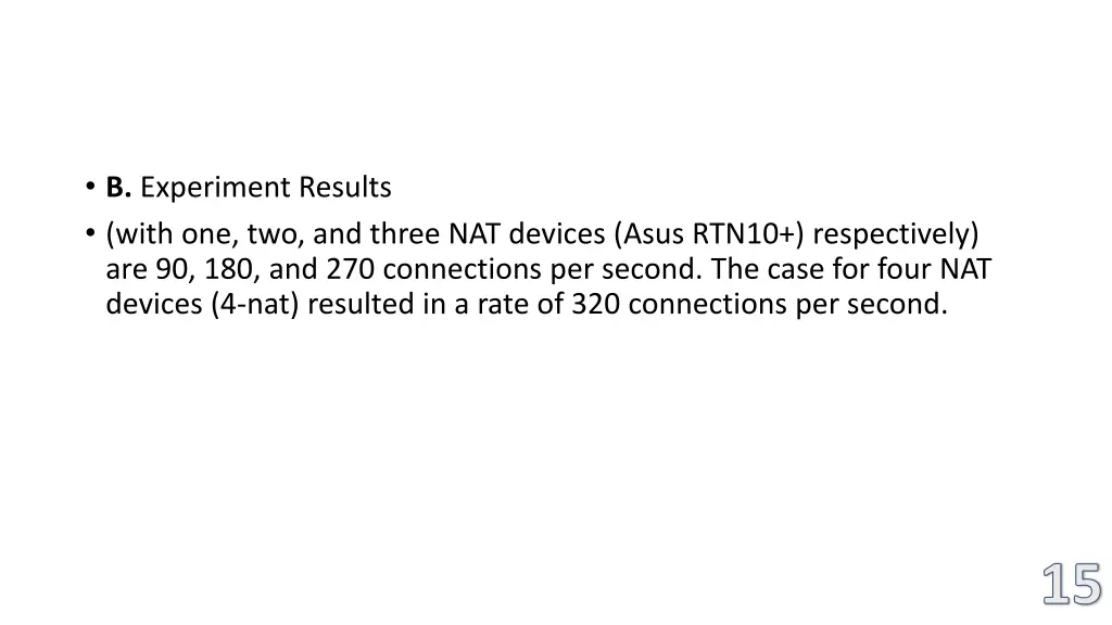 b experiment results with one two and three