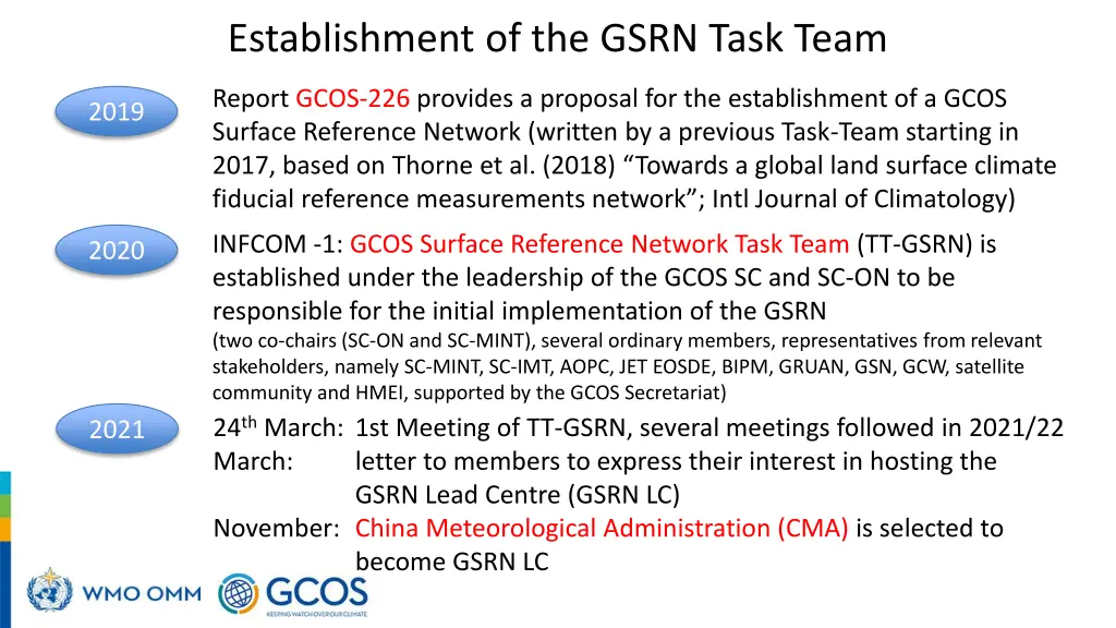 establishment of the gsrn task team