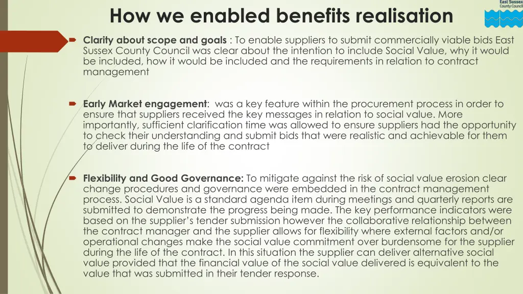 how we enabled benefits realisation